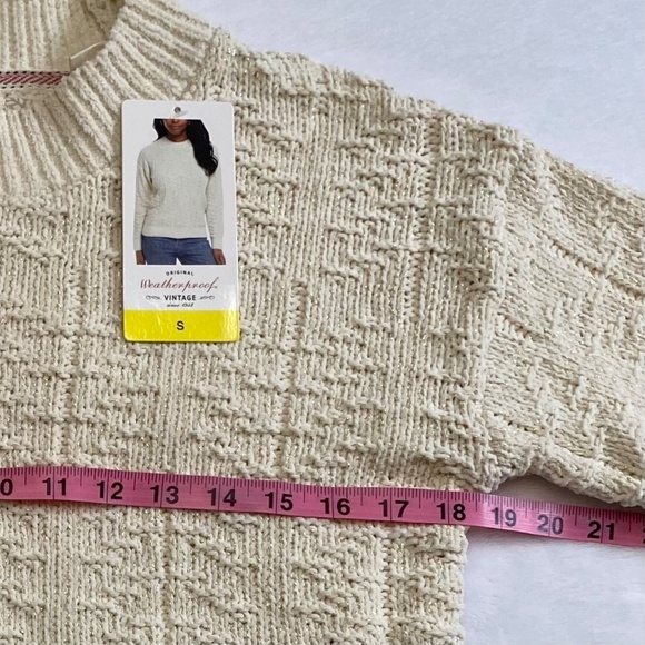 Weatherproof Vintage Women's Chenille Crewneck Sweater, Cream/Shimmer, Small NWT - Picture 10 of 16